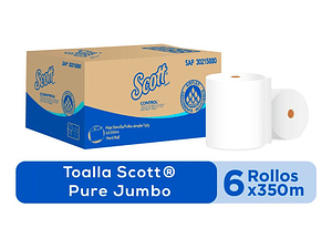 Toalla De Papel Scott 6 Rollos X 350 Mts. C/U Tecnología AIRFLEX 30215880