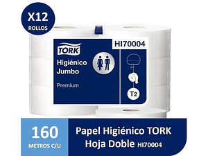 Papel Higiénico 12 Rollos X 160 Metros. Doble Hoja Hi70004