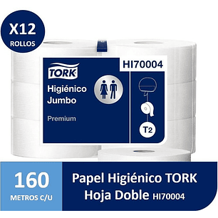 Papel Higiénico 12 Rollos X 160 Metros. Doble Hoja Hi70004