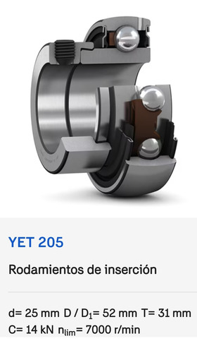 Rodamiento Yet 205 De Inserción Skf Medidas: 25x52x31 Mm. 2