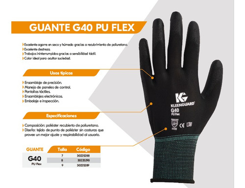 Guantes G40 Poliuretano Flex ( Caja 144 Pares ) Protección  8