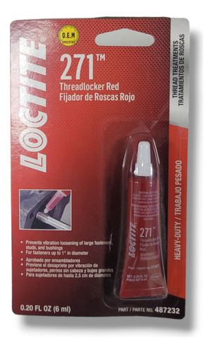Fijador De Roscas Rojo Loctite 271 Alta Resistencia 6ml. 1
