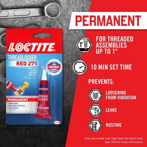 Fijador De Roscas Rojo Loctite 271 Alta Resistencia 6ml. 4