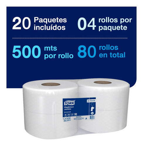 Tork Jumbo Industrial Hi70015 - Unidad - 1 - 1 - Simple Hoja - 500 M 2