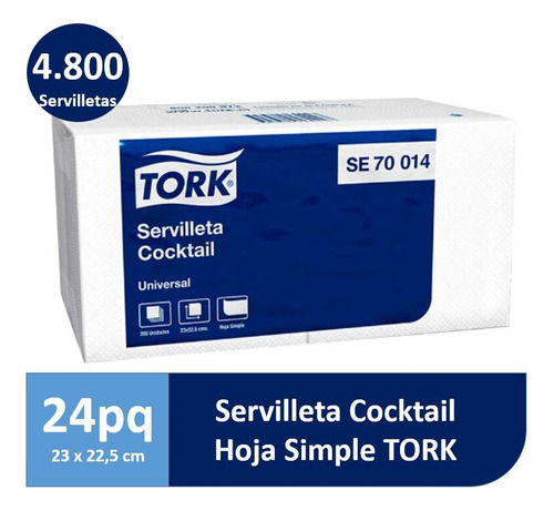 Servilleta Cocktail Tork Universal 24 Pqtes X 200 U. Se70014 1