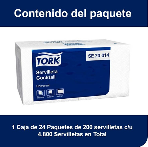 Servilleta Cocktail Tork Universal 24 Pqtes X 200 U. Se70014 2