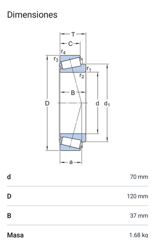 Rodamiento 33114 De Rodillos Cónicos - Medidas: 70x120x37 2