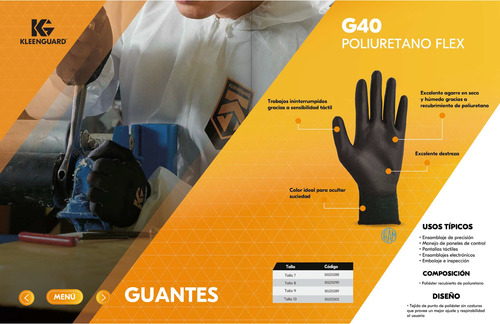 Guantes G40 Poliuretano Flex Kleenguard Protección 30225289  8