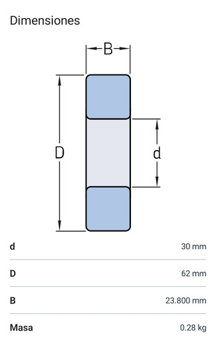 Rodamiento 3206 A-2rs1tn9/c3mt33  Medidas: 30x62x23.8 2