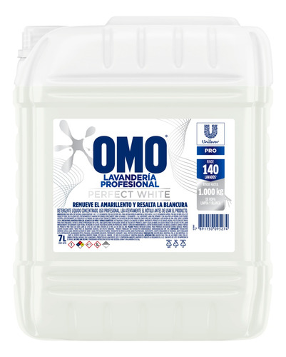 Detergente Para Ropa Líquido Omo Profesional Perfect White Bidón 7 l 4