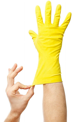 Guante 100% Latex Color Amarillo Limpieza Multiuso 1 Par. 1