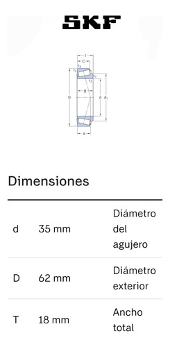 Rodamiento 32007 X De Rodillos Cónicos Medidas: 35x62x18 2