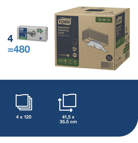 Paños Wipe Industrial 4 Ptes. X 120 Unidades. C/u To70050 2