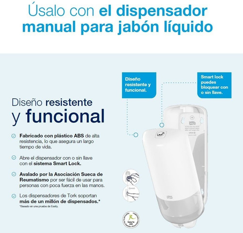 Jabón Líquido Suave Tork Para Dispensador 1 Bot. 1000 Ml. 8