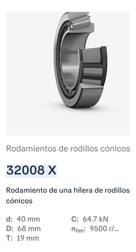 Rodamiento 32008 X/q De Rodillos Cónicos Medidas: 40x68x19 2