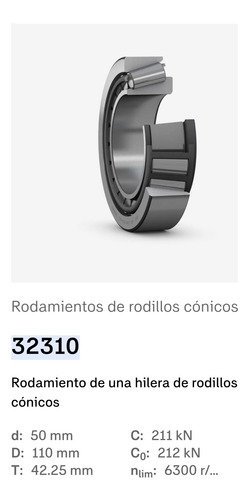 Rodamiento 32310 De Rodillos Cónicos Medidas: 50x110x42,25 3