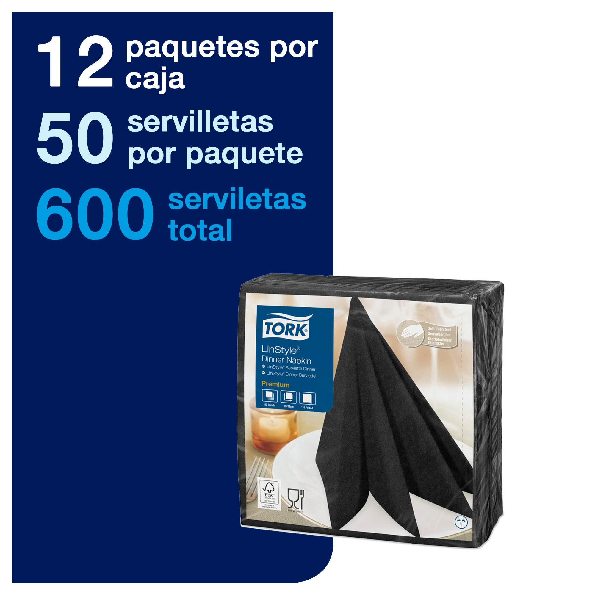 Servilleta Premium Linstyle 12 Pqtes X 50 Hojas Color NEGRA 3
