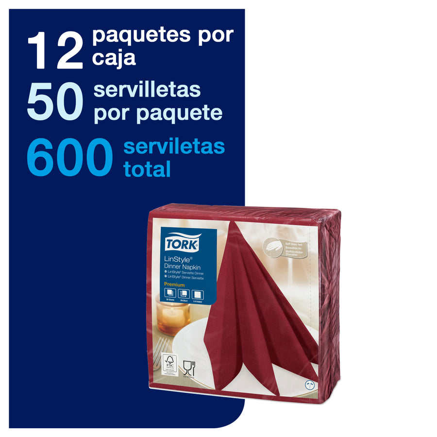 Servilleta Premium Linstyle 12 Pqtes X 50 Hojas Color BURDEO 5