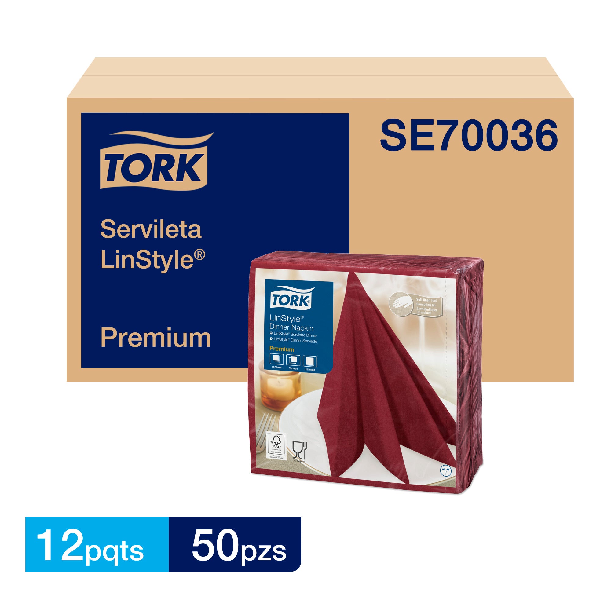 Servilleta Premium Linstyle 12 Pqtes X 50 Hojas Color BURDEO 1