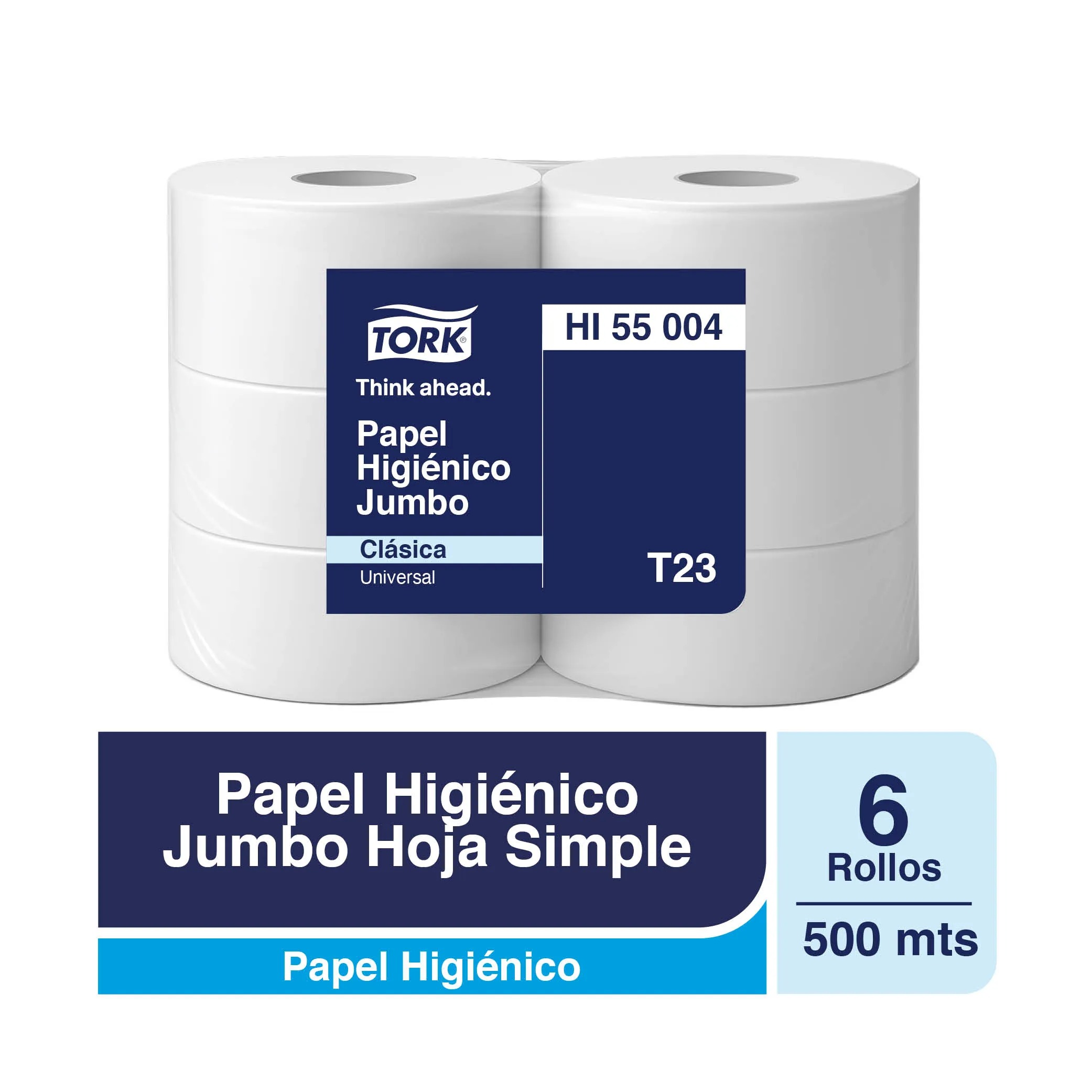 Papel Higiénico Jumbo Tork - 6 Rollos De 500 Metros c/u HI55004 1