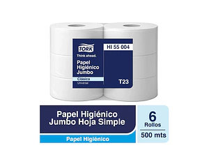 Papel Higiénico Jumbo Tork - 6 Rollos De 500 Metros c/u HI55004