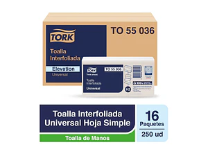 Toalla Interfoliada Tork - 16 Paquetes de 250 Hojas c/u TO55036