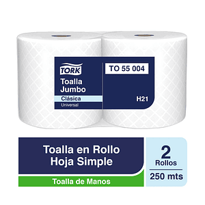 Toalla en Rollo Jumbo Tork - 2 Rollos de 250 Metros c/u TO55004