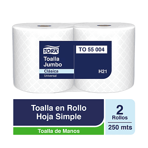 Toalla en Rollo Jumbo Tork - 2 Rollos de 250 Metros c/u TO55004