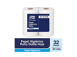 Papel Higiénico Tork 50M Doble Hoja Premium - 8 Paquetes x 4 Rollos HI70019