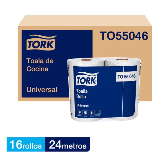 Toalla de Cocina Tork - 16 Rollos de 24 Metros X 20 cm C/U TO55046 1