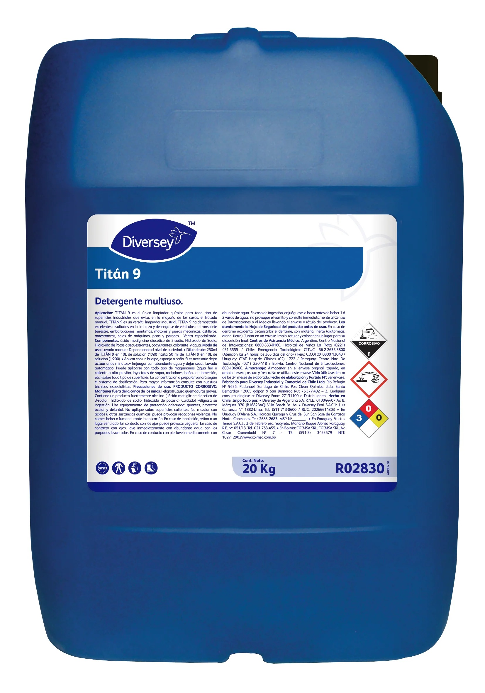 Detergente Multiuso 20 KG para lavado químico de superficies Titan 9 1