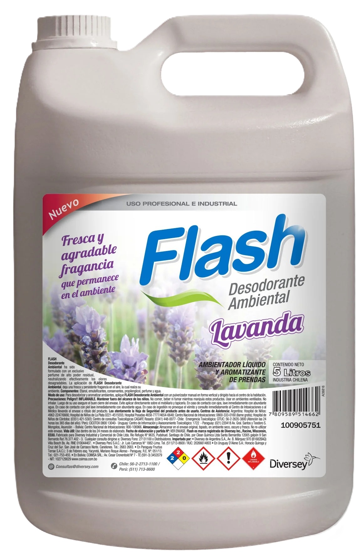 Flash Desodorante Ambiental Lavanda - 5 LITROS DIVERSEY 1