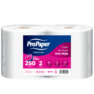 Toalla de Papel Jumbo 2 Rollos x 250mts C/U H/S Propaper