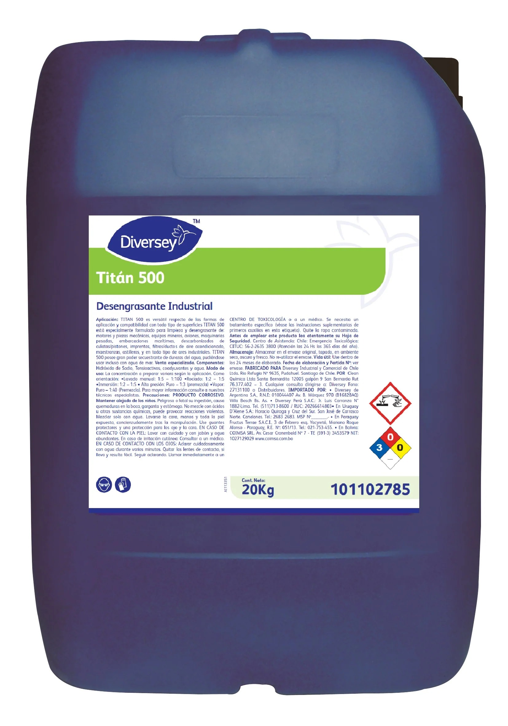 DESENGRASANTE INDUSTRIAL TITAN PROF 500 - 20 Kgs. Diversey 1