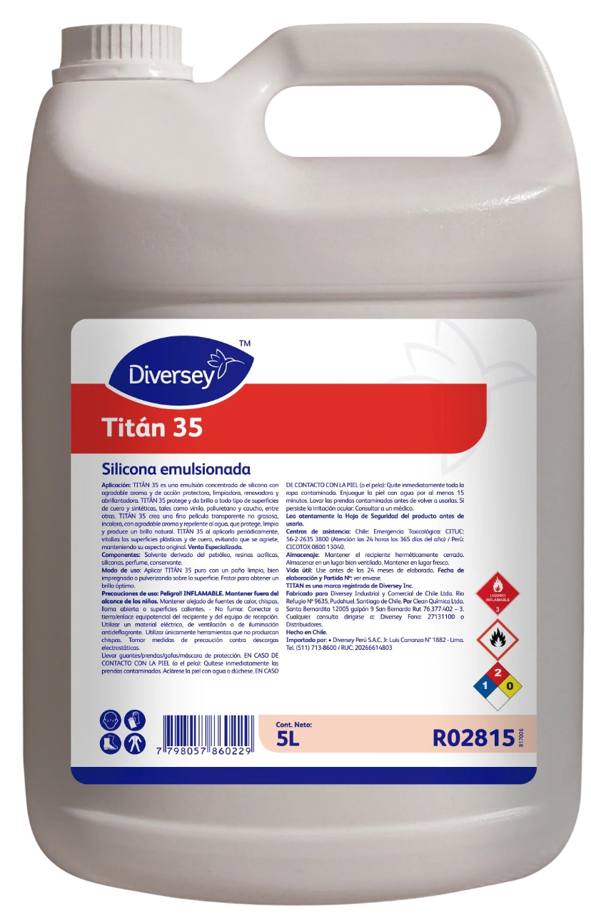 Silicona emulsionada Titan 35 superficies de cuero y sintéticas DIVERSEY 1