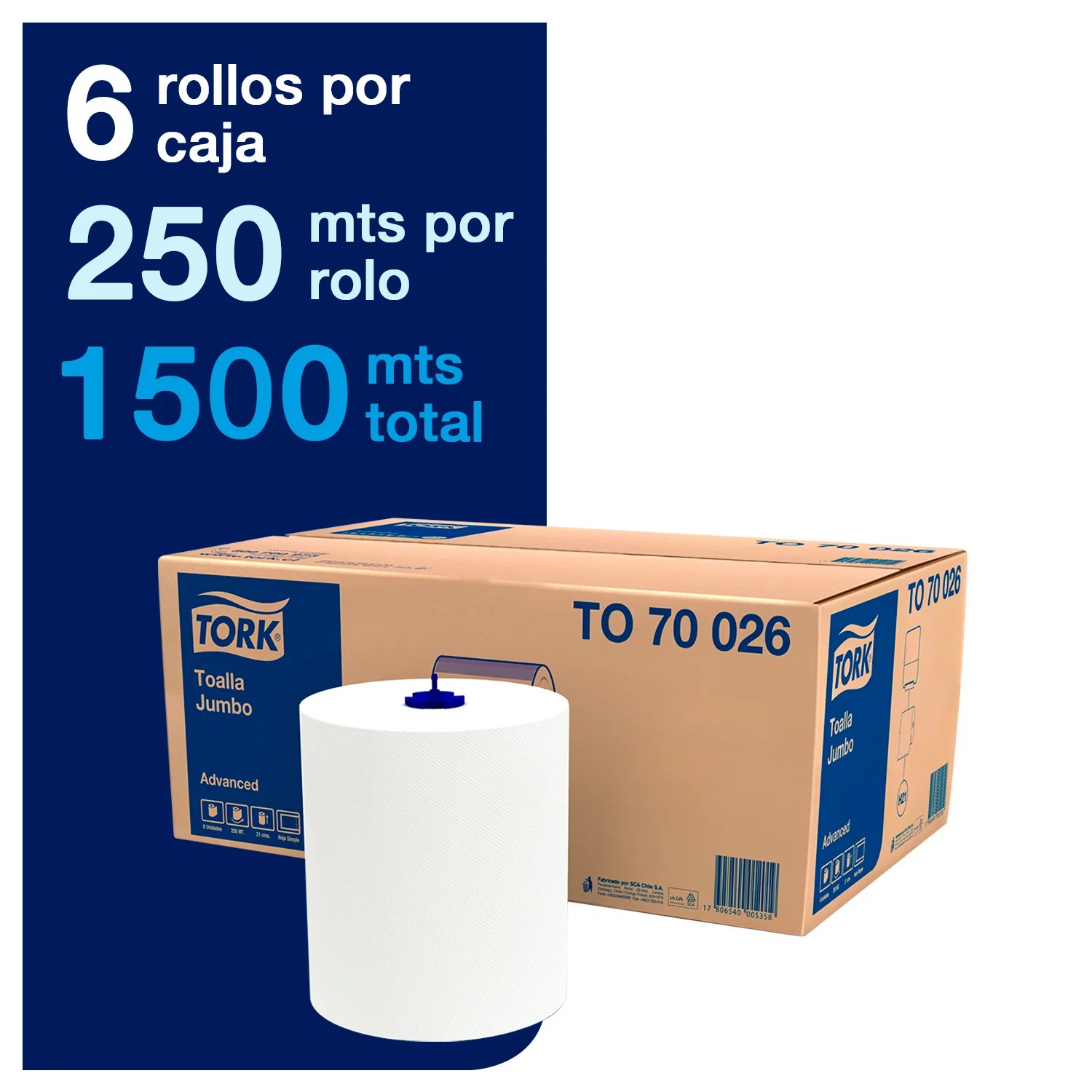 Toalla Jumbo H/s 6 Rollos X 250 Mts. C/u To70026 Tork 1