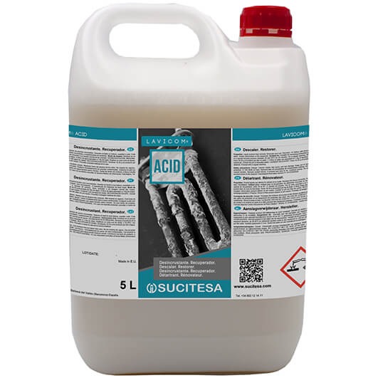  Eliminador de incrustaciones de cal y óxido para Lavanderias 5 Lts. LAVICOM ACID 1