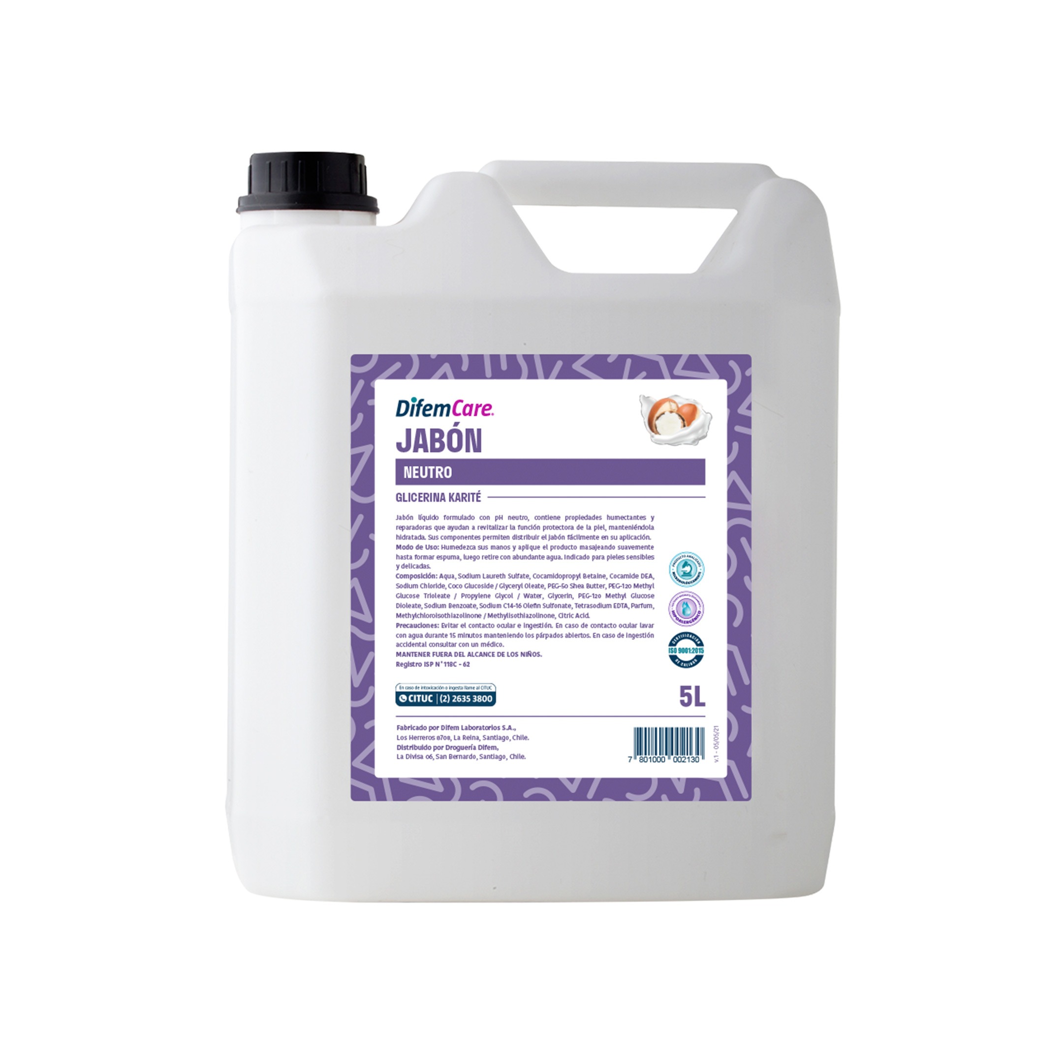 Jabón Neutro Glicerina Karité 5 Lts. Difem Pharma 1