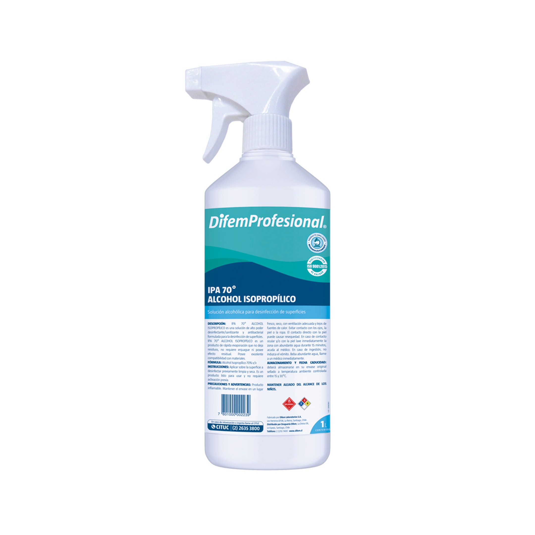 Alcohol Isopropílico 70% - 1 Lt. DIFEM PHARMA 1