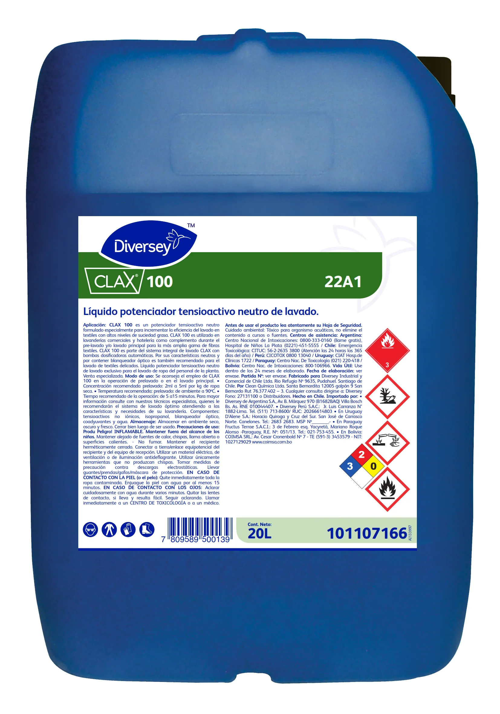 Potenciador tensioactivo neutro de lavado 20 Lts. CLAX 100 Diversey 1