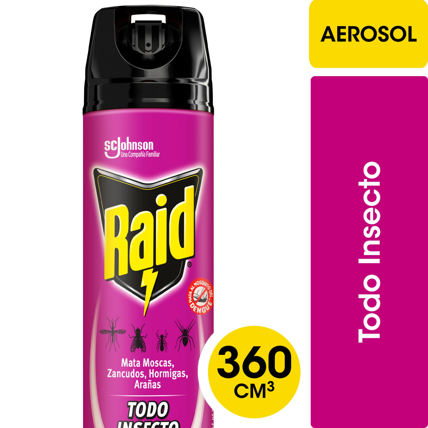 Insecticida aerosol 360cc todo insecto Raid 1