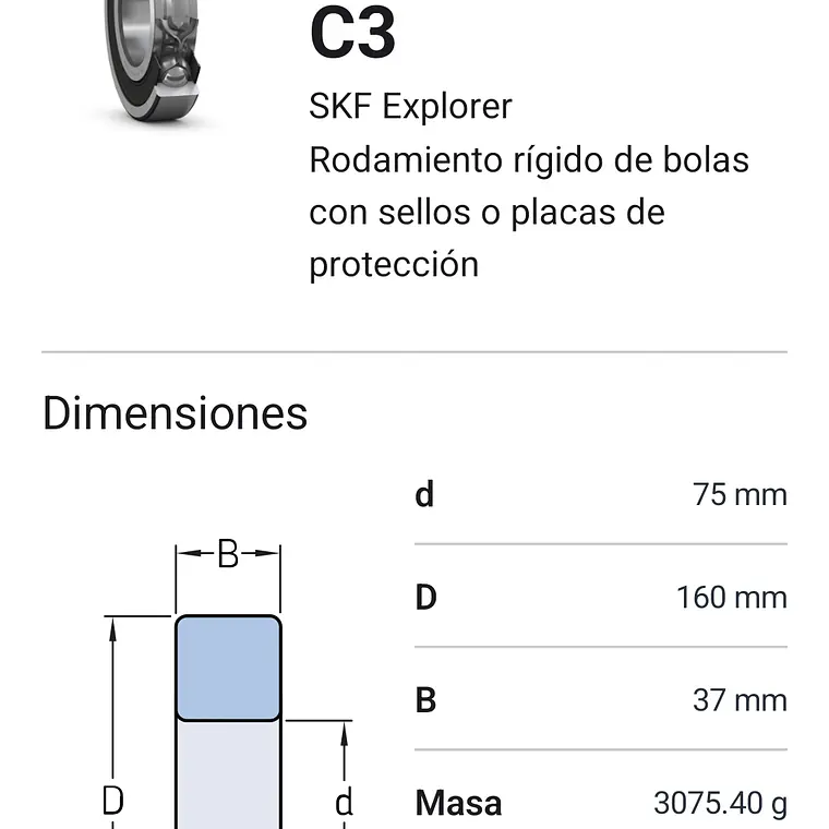 6215-2RS1/C3 Rodamiento rígido de bolas Medidas: 75x130x25 mm. 2