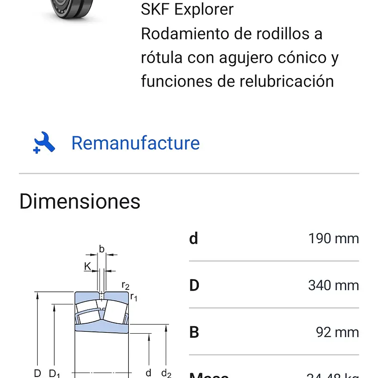 22238 CCK/W33 Rodamiento de rodillos a rótula con agujero cónico - SKF 2