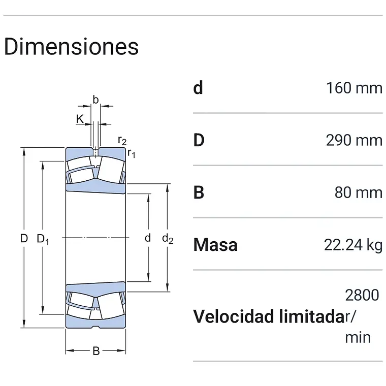 22232 CCK/W33 Rodamiento de rodillos a rótula con agujero cónico - SKF 2
