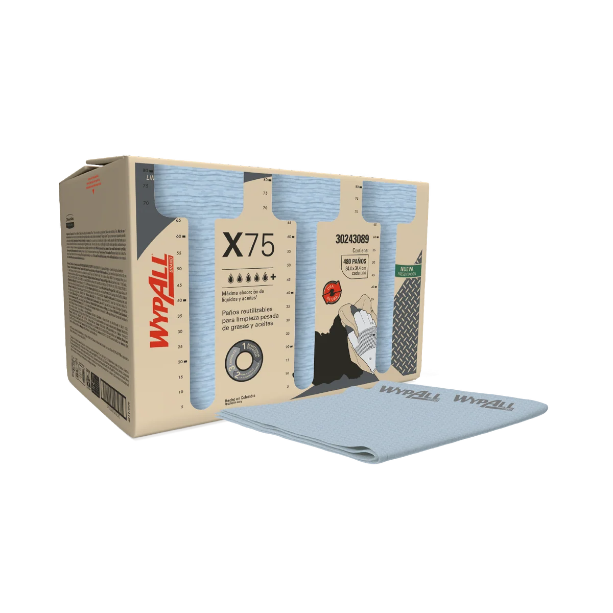 Paños De Limpieza X75 Wypall Fuerzamax 480 Unidades X Caja 30243089 1