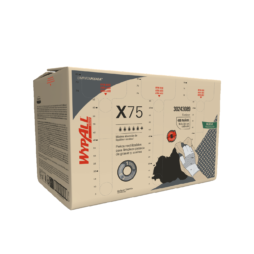 Paños De Limpieza X75 Wypall Fuerzamax 480 Unidades X Caja 30243089 2