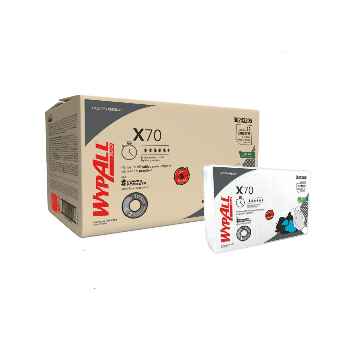 Wypall X70 Multi Superficies 40x59cm C/U (Caja x 300 paños) 30243205 1