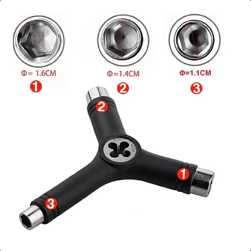 Llave Y Skate Herramienta Llave T Color Negro Tools 1