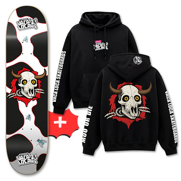 Tabla de skate Ripper Cow + Poleron Vaca Loca Skateboards 1