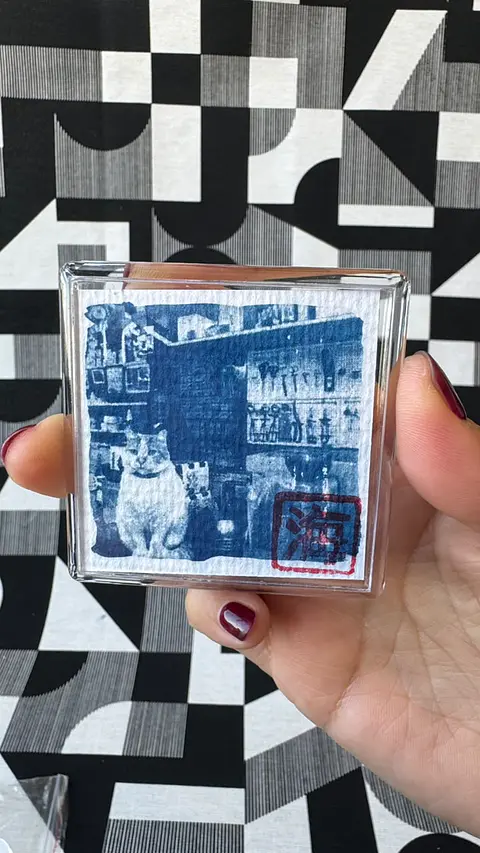 Imán de Jani gatita de la icónica  "La Bandera Azul " de Valparaíso 